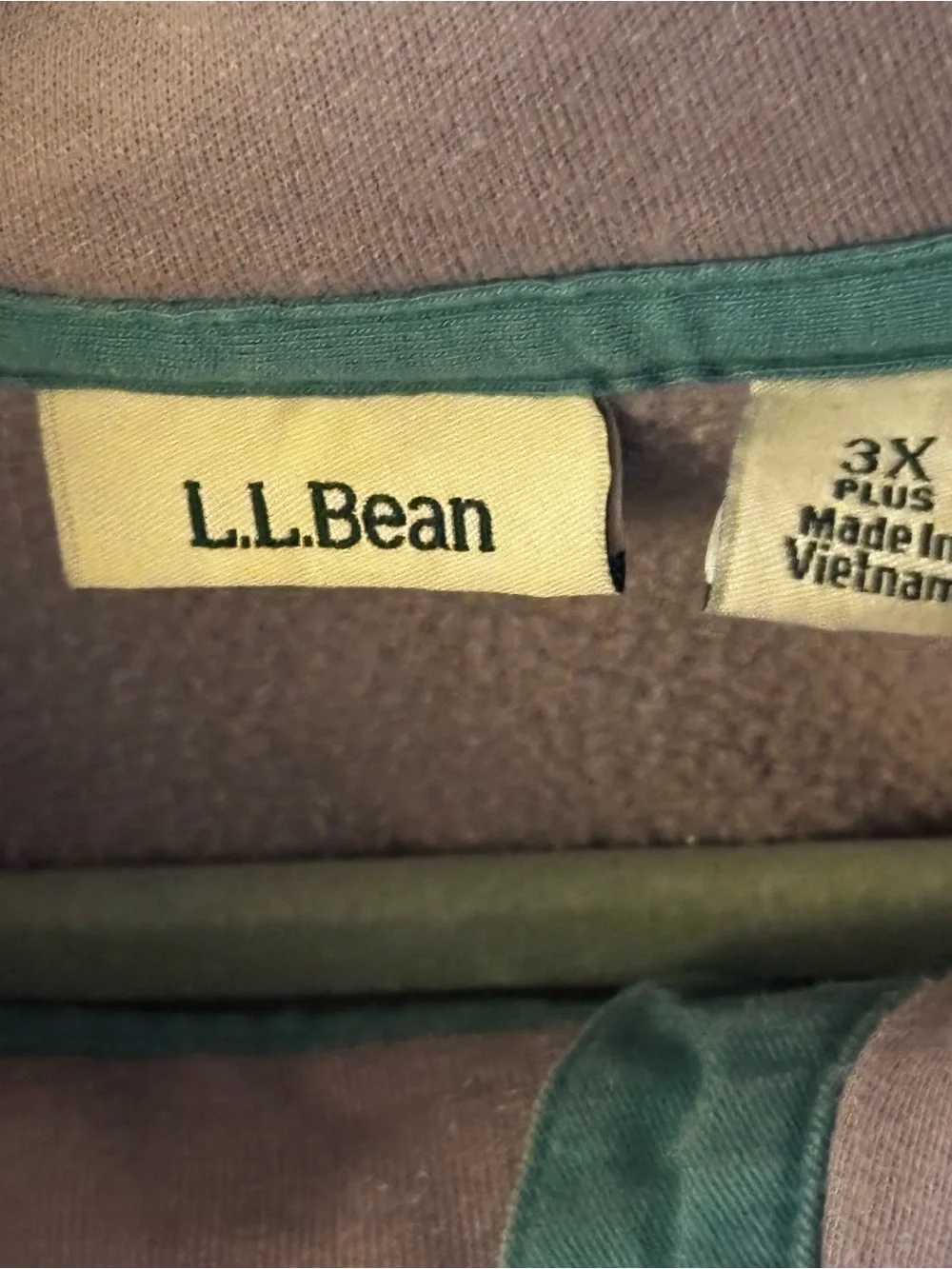 L.L. Bean Lavender Quilted Pullover with Teal Trim